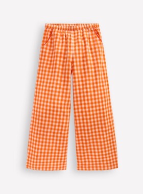 代购 MiniBoden儿童阔腿裤 26春夏女童米橙色格纹休闲长裤 2-14岁