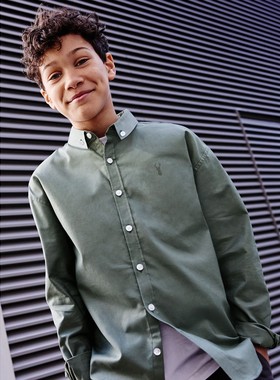 代购NEXT儿童长袖衬衣 26春夏季男童绿色棉弹舒适牛津衬衫 3-16岁