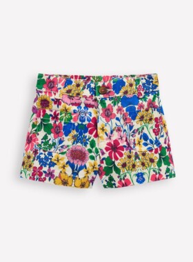 代购 MiniBoden儿童短裤 26夏女童彩虹花卉补丁口袋五分裤 2-14岁