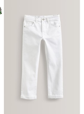 代购NEXT儿童牛仔裤 2025春秋季男童白色弹力舒适休闲长裤 3-16岁