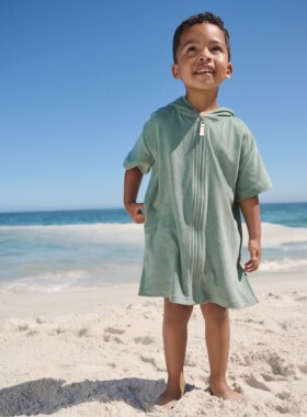 代购 NEXT儿童泳袍沙滩披风 26夏男童鼠尾草绿色毛巾游泳斗篷浴袍