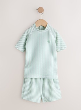 代购 NEXT儿童分体泳衣 26夏季男童绿色纹理沙滩防晒泳装 3月-7岁