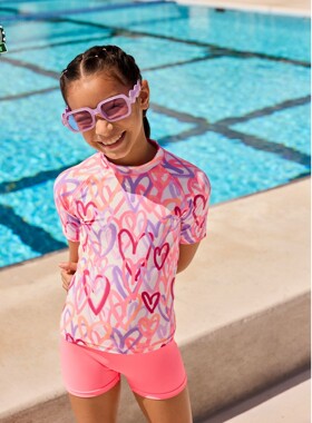 现货NEXT儿童分体泳衣 夏季粉色女童沙滩短袖防晒泳装2件 10-13岁