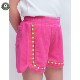 MiniBoden儿童短裤 26夏季 女童粉色刺绣毛巾料沙滩裤 代购 12岁