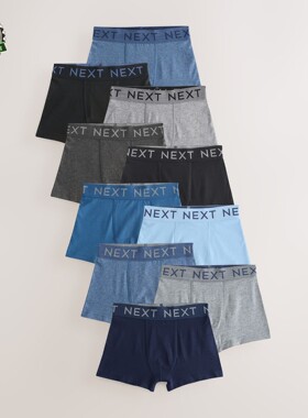 代购 NEXT男童内裤 2025春秋季蓝/灰色儿童平角内裤10件装 2-16岁