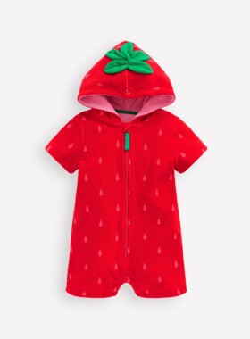 代购MiniBoden宝宝连体裤 26夏季婴儿红色草莓毛巾料沙滩裤 0-3岁