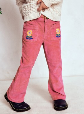 代购 MiniBoden儿童长裤 25春秋季女童粉色刺绣口袋休闲裤 2-14岁