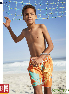 现货 NEXT儿童速干沙滩裤泳裤 男童夏橙色花卉游泳短裤(3/5/8岁)