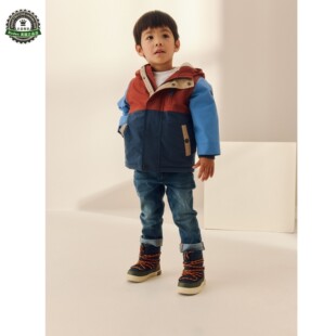 代购 NEXT儿童派克大衣 26春季男童红色仿羊羔绒衬厚外套 3月-7岁