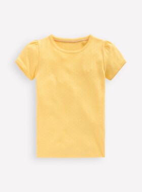 代购MiniBoden儿童短袖T恤 26夏季女童黄色网格纯棉半袖衫 2-12岁