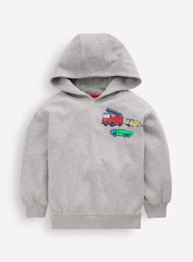 代购 MiniBoden儿童运动衫 26春秋装男童灰色纯棉连帽卫衣 2-14岁