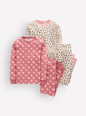 代购MiniBoden儿童睡衣 26春秋季女童粉色爱宠纯棉秋衣秋裤 2套装