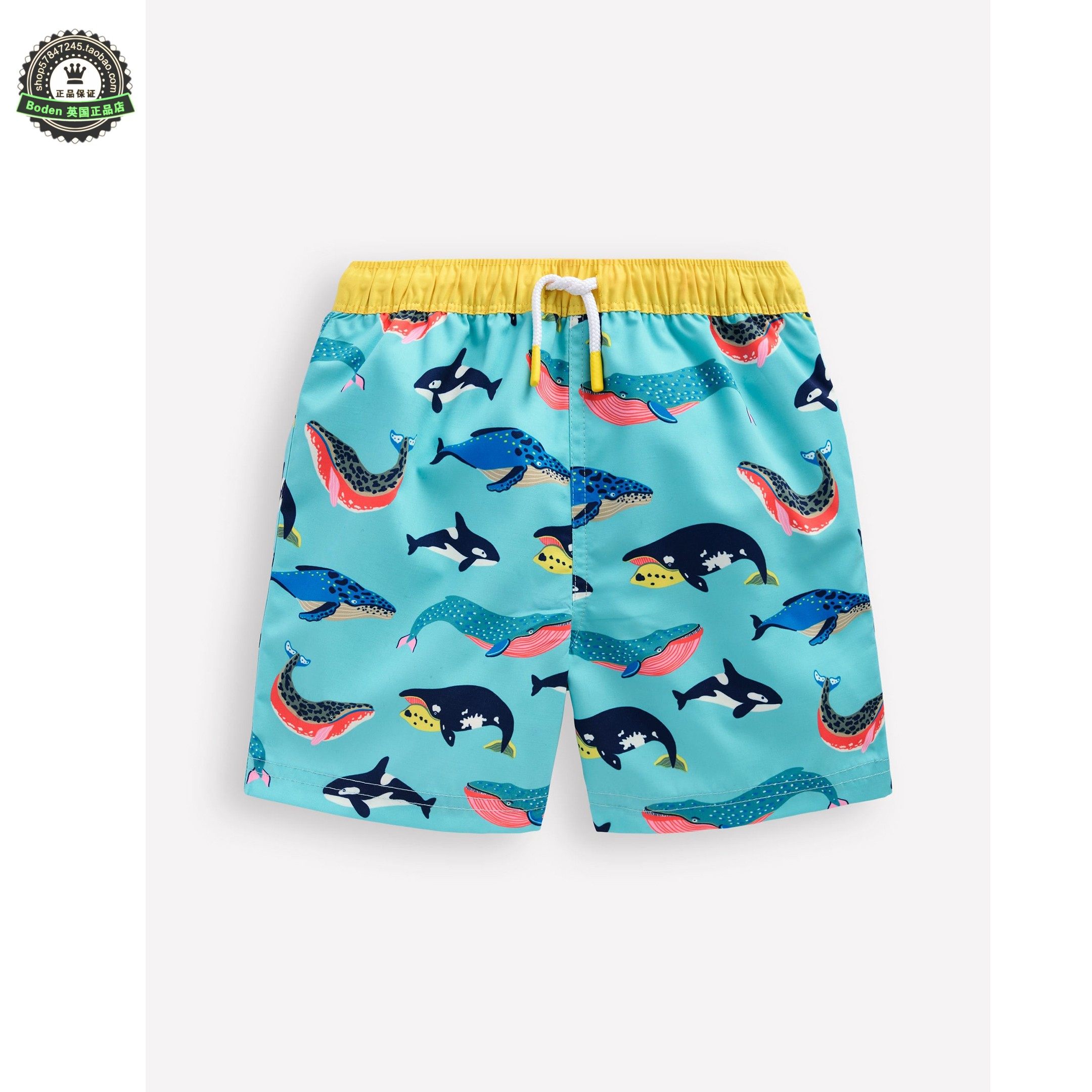 代购 MiniBoden儿童泳裤 26夏季男童海洋鲸鱼游泳短裤 冲浪沙滩裤