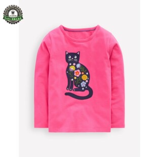 现货MiniBoden万圣节儿童长袖T恤 25秋女童灵猫纯棉打底衫 2-12岁