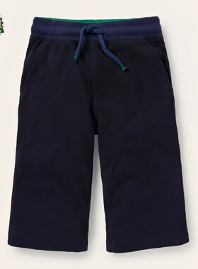 代购 MiniBoden儿童短裤 25夏装男童深蓝色纯棉休闲六分裤 2-14岁