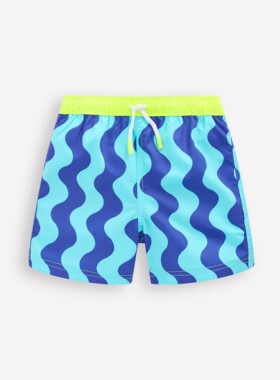 代购 MiniBoden儿童泳裤 26夏季男童蓝色波浪游泳短裤 冲浪沙滩裤