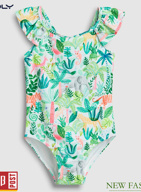 现货速发！NEXT女童连体泳衣 夏季绿色童森林儿童温泉泳衣 6-7岁