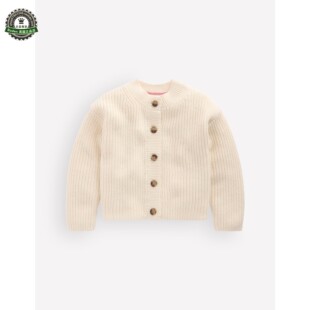 代购 MiniBoden儿童毛衣 26秋冬季女童米色基础款针织开衫 2-14岁