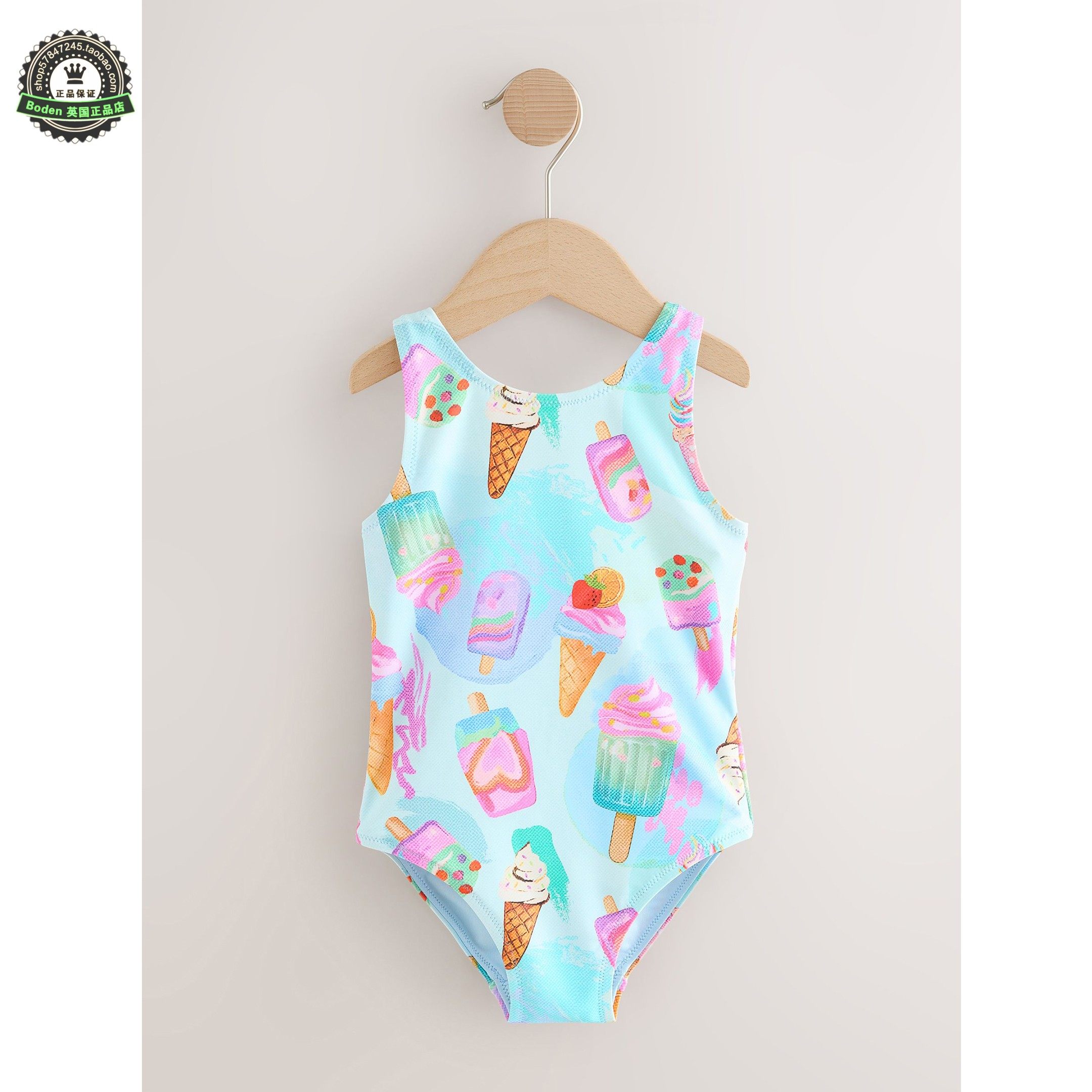 代购NEXT儿童连体泳衣 26夏季女童粉蓝色冰淇淋宝宝泳装 3月-10岁