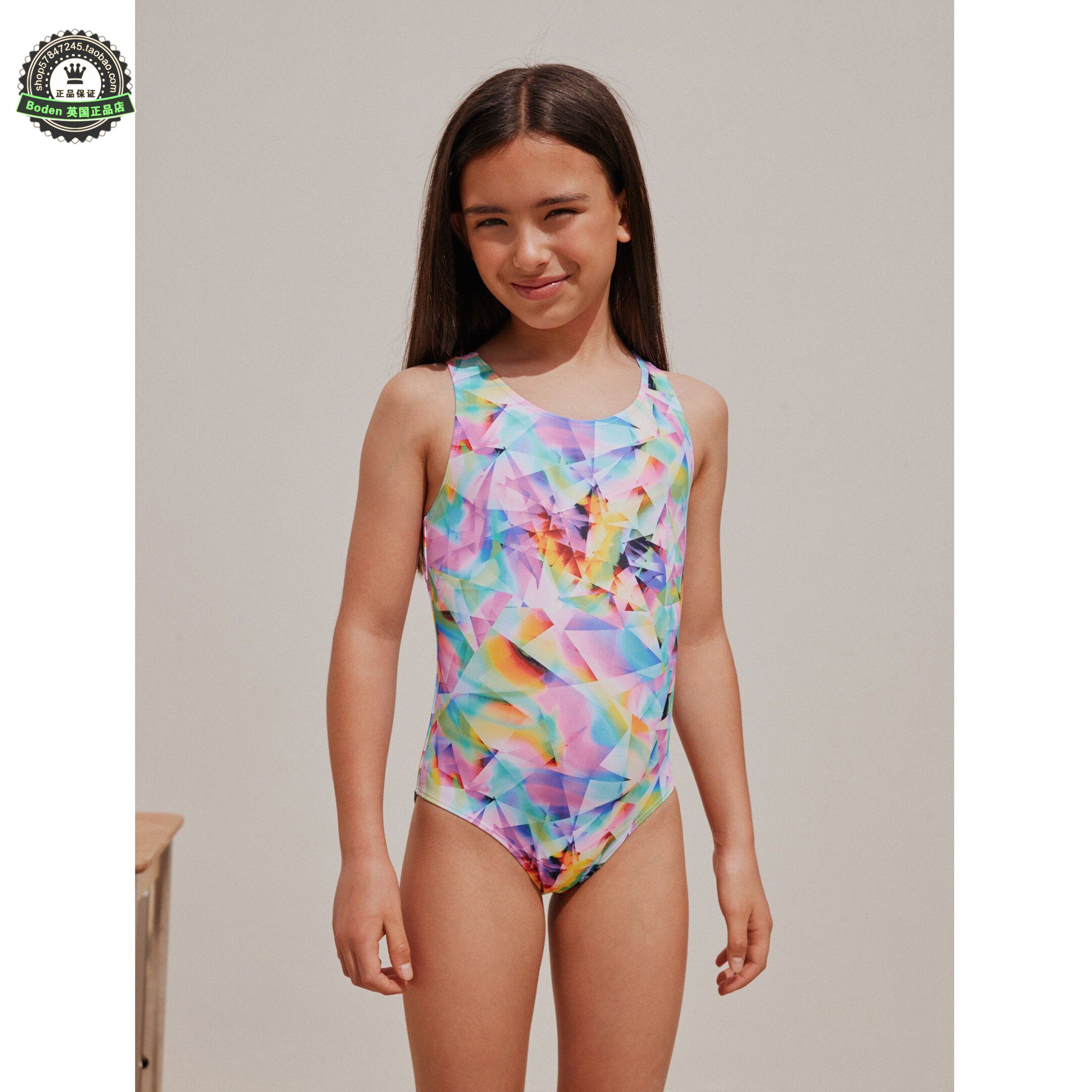 代购NEXT儿童连体泳衣 26春夏女童多菱格抽象运动露背泳装 3-16岁