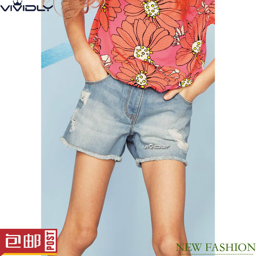 现货NEXT女童水洗牛仔短裤
