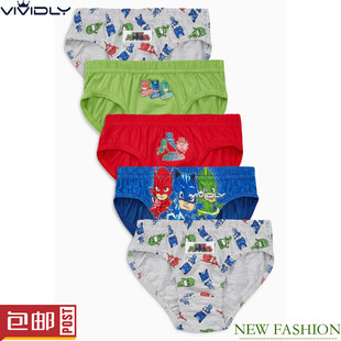 现货 NEXT男宝宝纯棉内裤 花彩色系 PJ Masks三角裤五件(1.5-6岁)