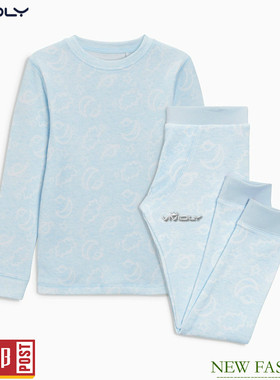 现货 NEXT儿童保暖秋衣秋裤  秋冬大童男孩蓝色云朵家居服13-16岁