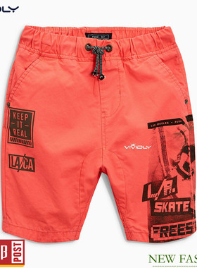 现货包邮 NEXT男童短裤 夏季男孩橙色纯棉男童休闲五分裤 3/16岁