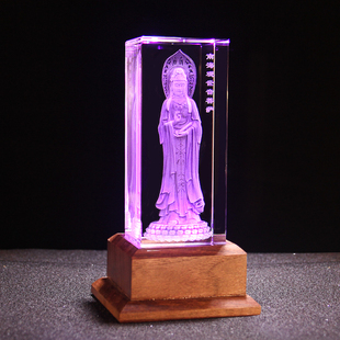 水晶内雕观音佛像摆件居家家用南海观世音菩萨神像