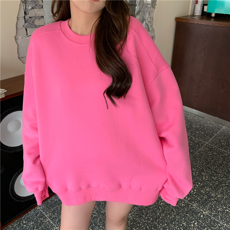 Real shot Korean loose silhouette retro sweater wide Pullover Top Women Fashion