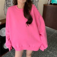 Real shot Korean loose silhouette retro sweater wide Pullover Top Women Fashion