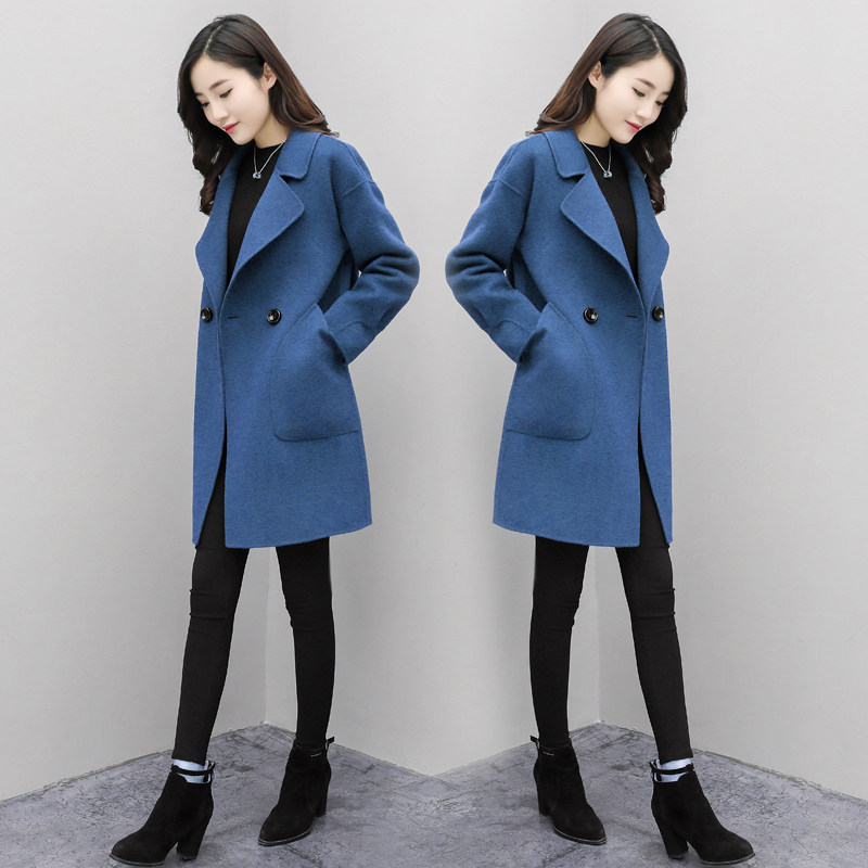 反季清仓秋冬毛呢外套女中长款2019韩版潮雾霾蓝女士呢子大衣加厚在类目 女装/女士精品, 毛呢外套中 - 来自Buy2taobao.com提供专业的淘宝代购服务