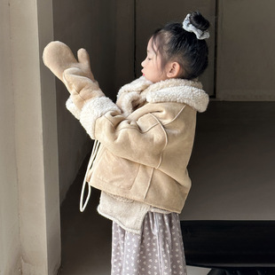 2025冬季新儿童皮草外套男宝宝羊羔毛皮毛一体短款女童装毛毛大衣