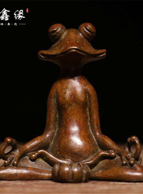 纯铜手工仿古风实心青蛙小物件