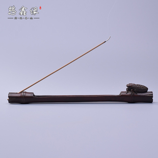 纯铜复古紫铜包浆知足常乐摆件知竹蝉意线香插家用竹节创意小香座