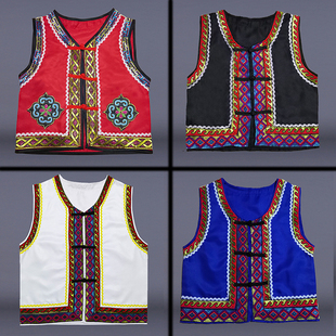 少数民族儿童研学马甲壮族苗族马夹背心男女成人马褂运动会演出服