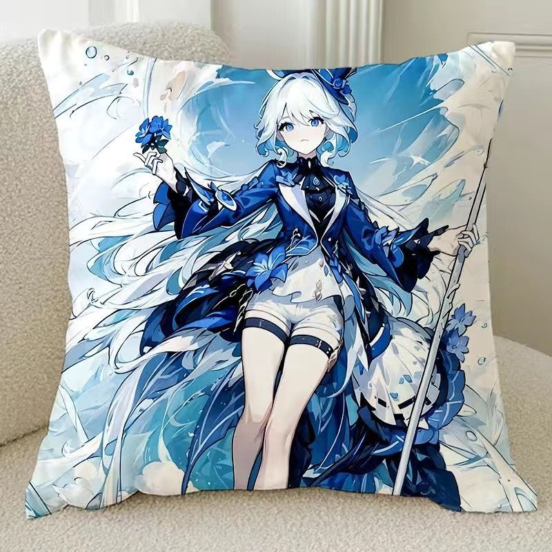 定制芙卡洛斯水神原神抱枕游戏卡通二次元可爱方形沙发枕午休靠垫