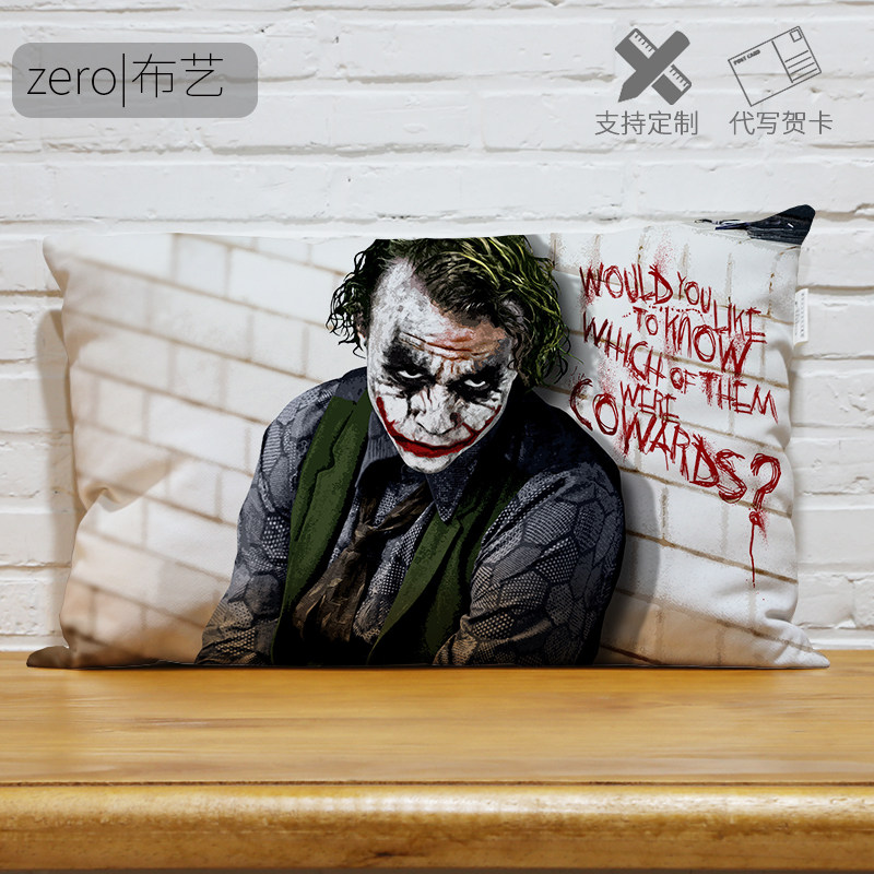 希斯·莱杰 蝙蝠侠黑暗小丑Joker骑士周边长方形抱枕定制枕头礼物