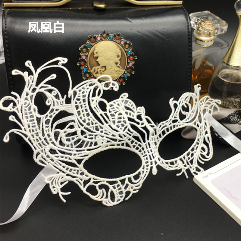 万圣节化妆舞会蕾丝面纱 性感情趣眼罩 白色定型面具女成人假面具