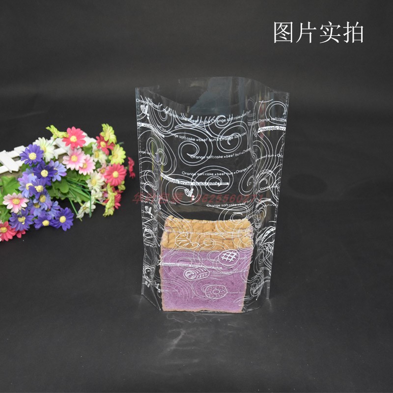 英文乱花面包袋透明袋麻花饼干袋