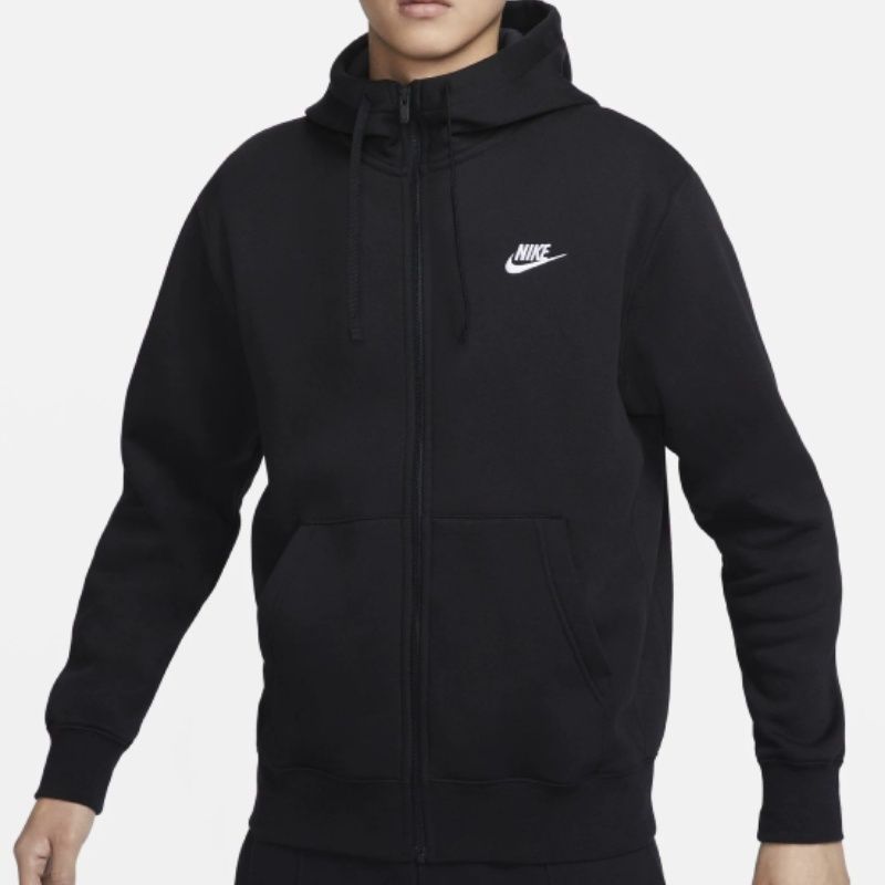 Nike男子黑色连帽衫冬季新款针织卫衣加绒夹克运动卫衣BV2646-010