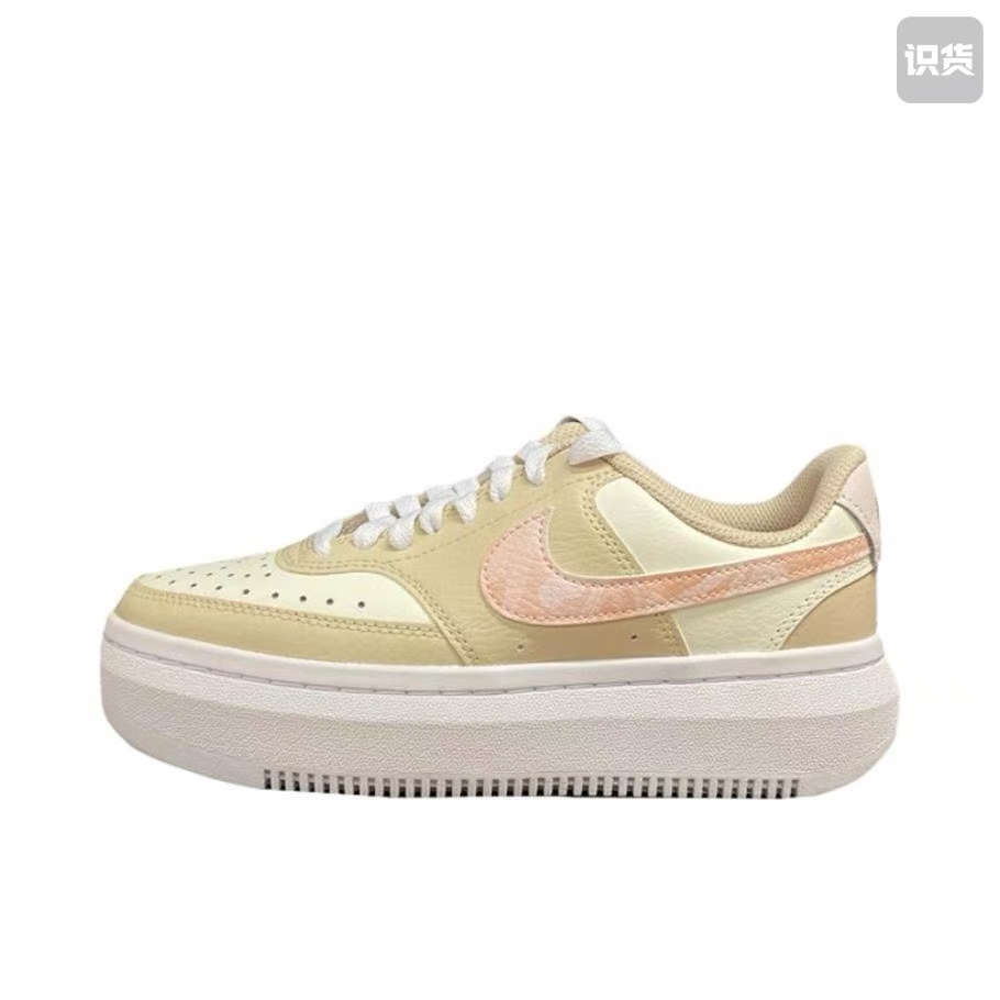 Nike FD9921-181皮革厚底防滑耐磨增高低帮板鞋女款黄粉河南LL仓