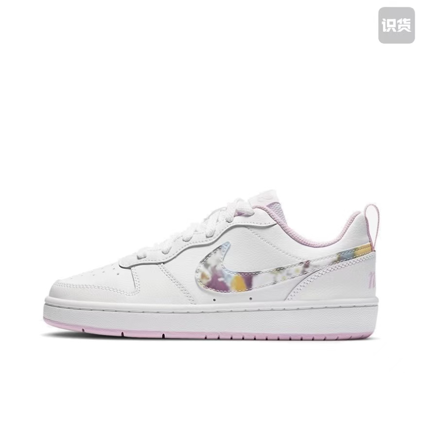 Nike CK5426-100帆布皮革花卉耐磨低帮板鞋白粉色河南LL仓