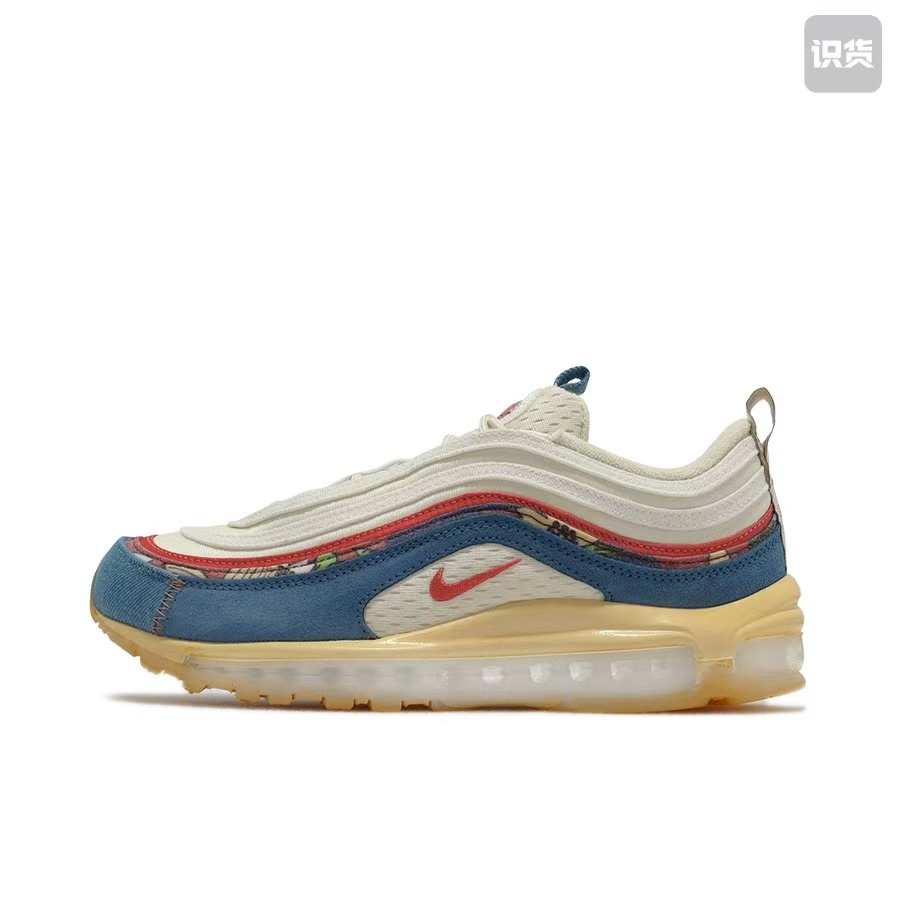 Nike AirMax97 DV1486-162防滑耐磨低帮休闲跑步鞋男白蓝河南LL仓