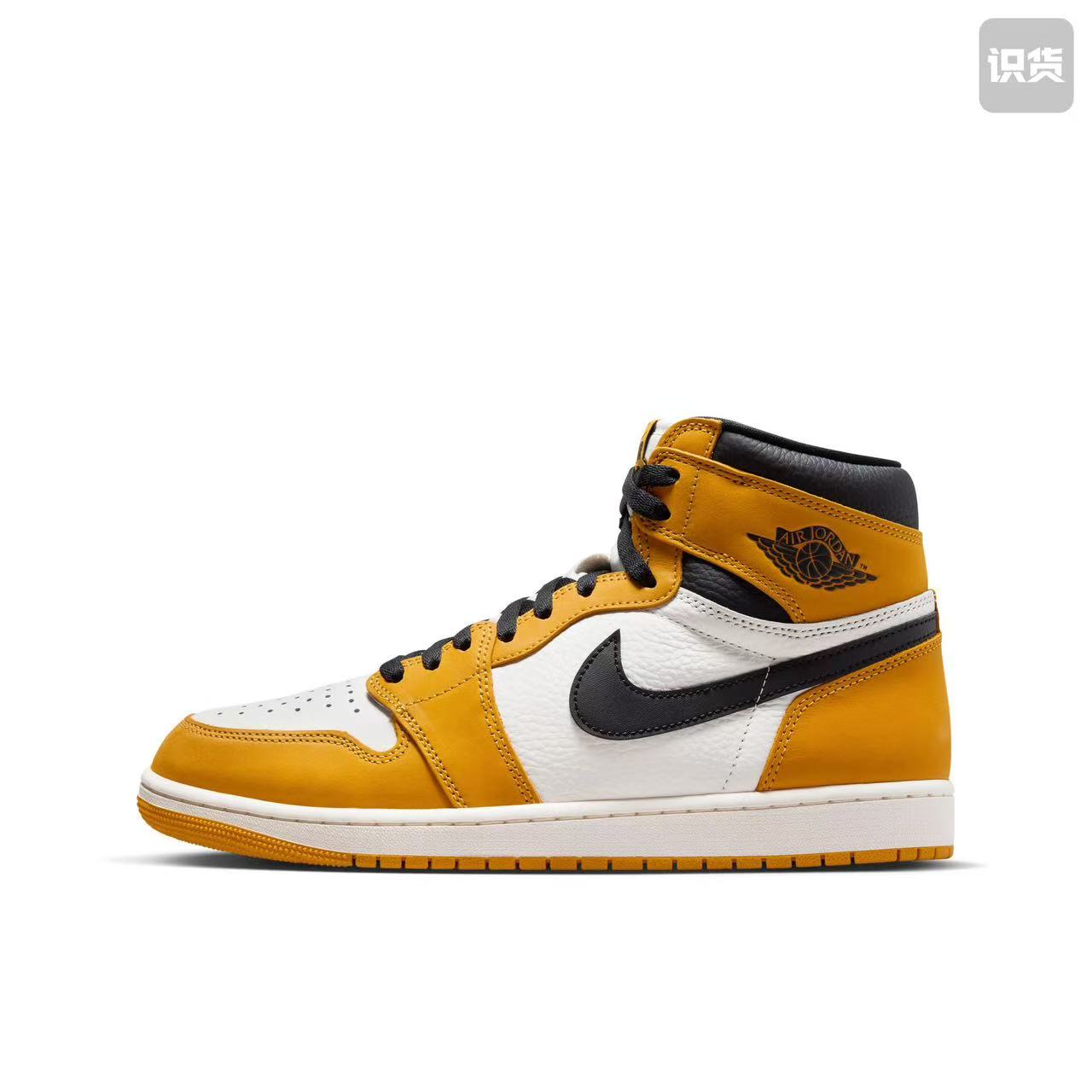 Air Jordan1皮革FD1437-701防滑耐磨高帮篮球鞋黄色GS河南LL仓