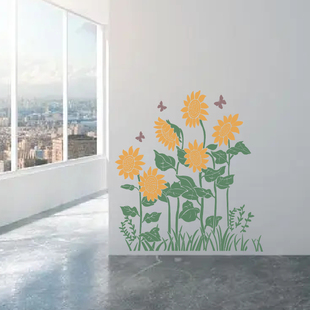 向日葵墙画模板diy涂鸦手绘模板外墙院子美化墙体彩绘模板太阳花