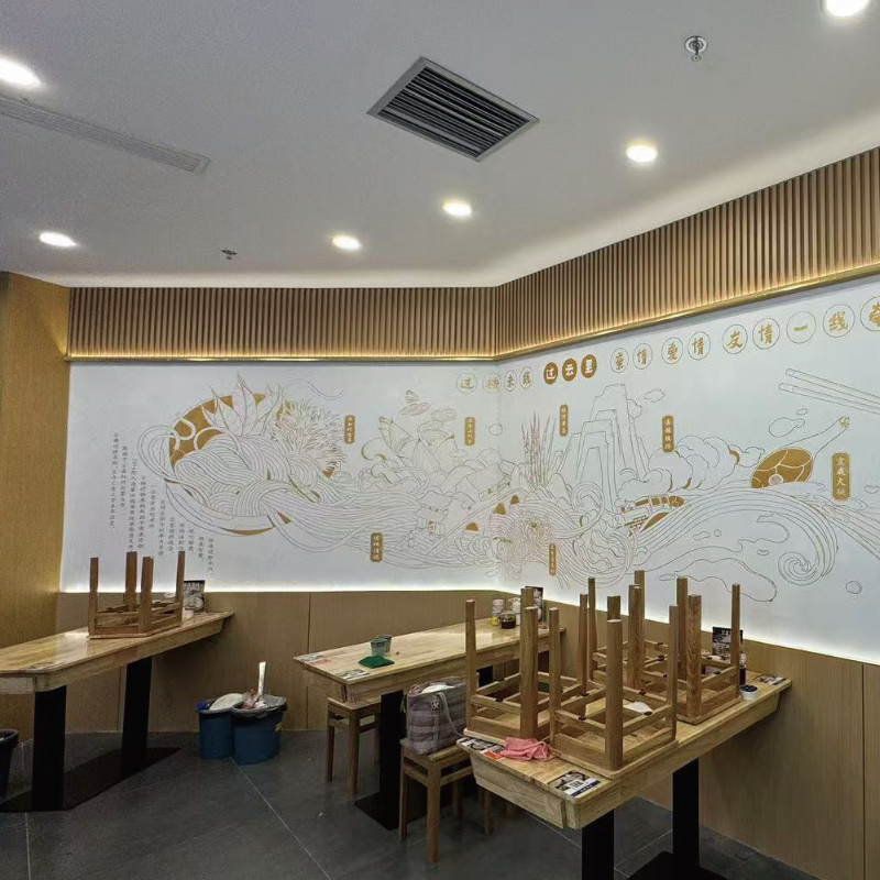 墙彩绘绘画云南过桥米线墙画模板店面装饰商用文化墙门面装修手绘