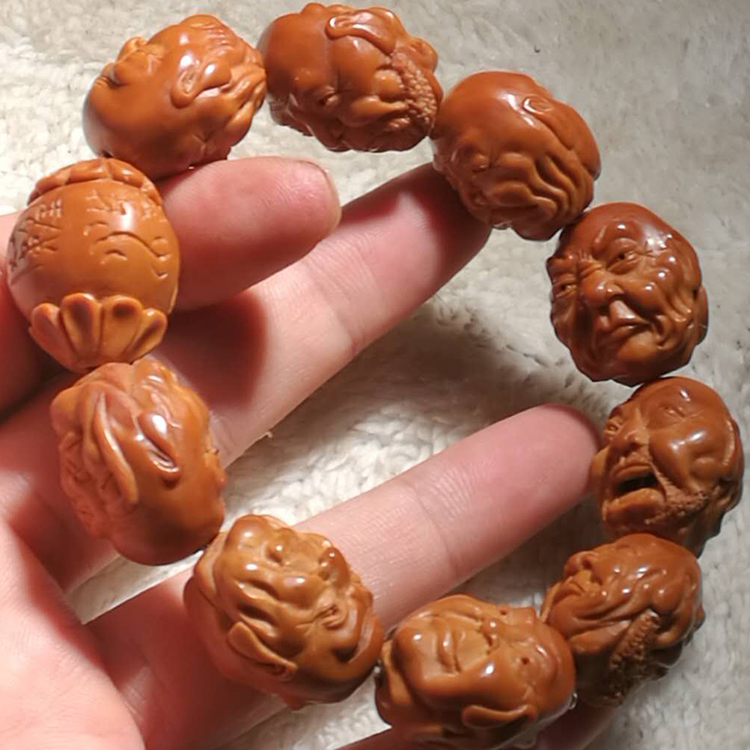 南工苏工纯手工雕刻橄榄核雕老油核 雕鹄双面十八罗汉-10