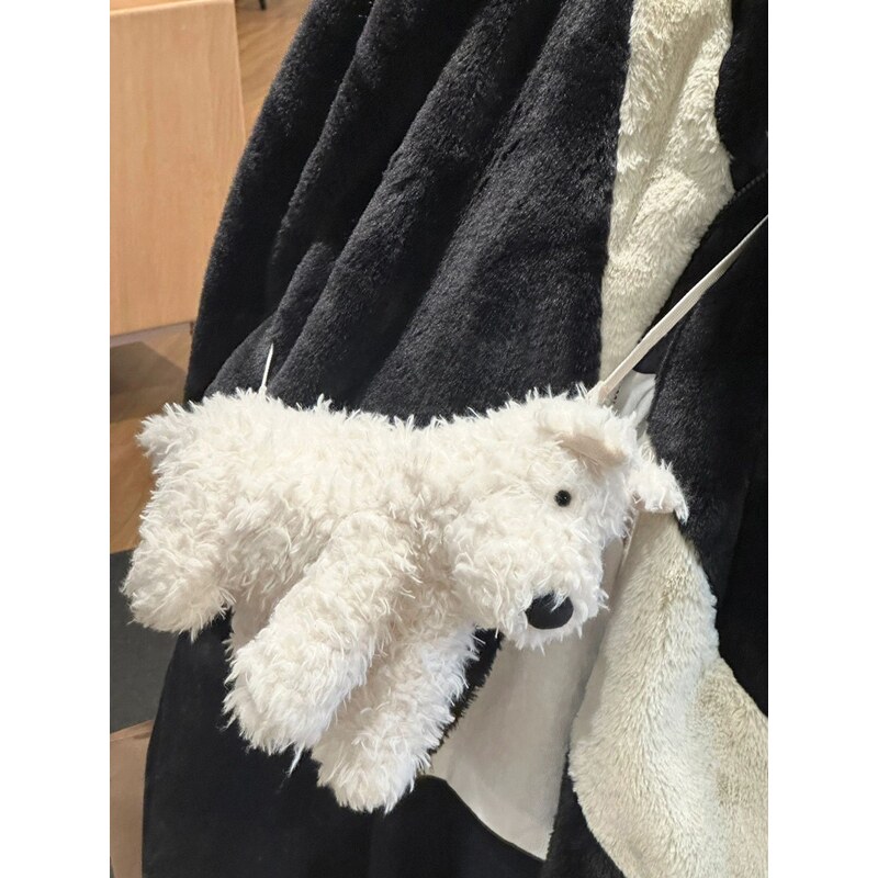 2024新款西高地玩偶包卡通毛绒玩具公仔斜挎包可爱小狗包包礼物