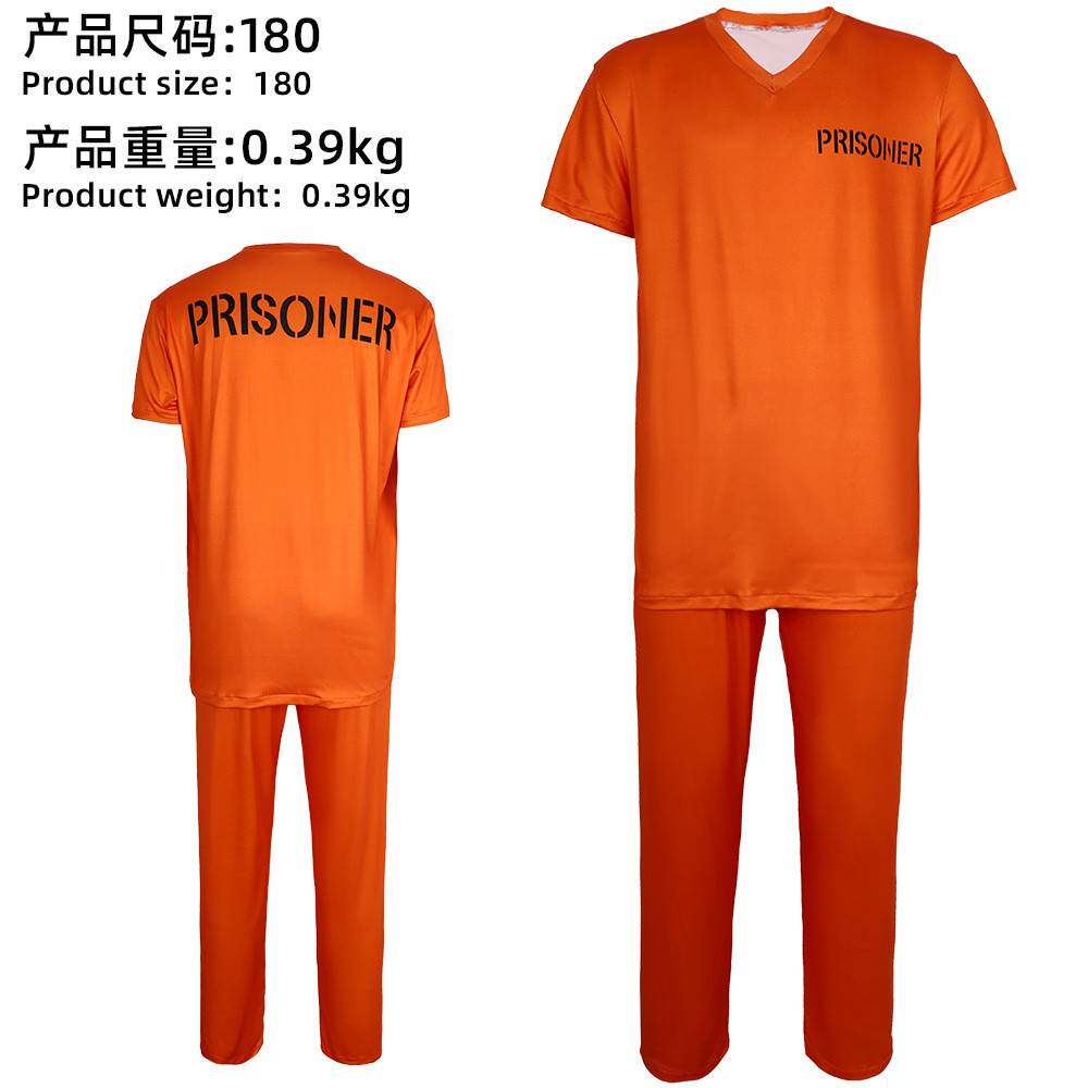 跨境犯人cos服万圣节橘色监狱制服囚犯套装cosplay角色扮演服装
